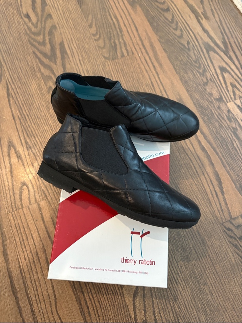 Thierry Rabotin Black Quilted Leather Slip-On Loafers - Picture 2 of 3